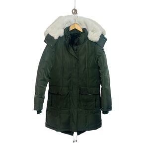 Pajar Women's Size Large Grace Parka Saga Fur's Green Hooded Winter Jacket